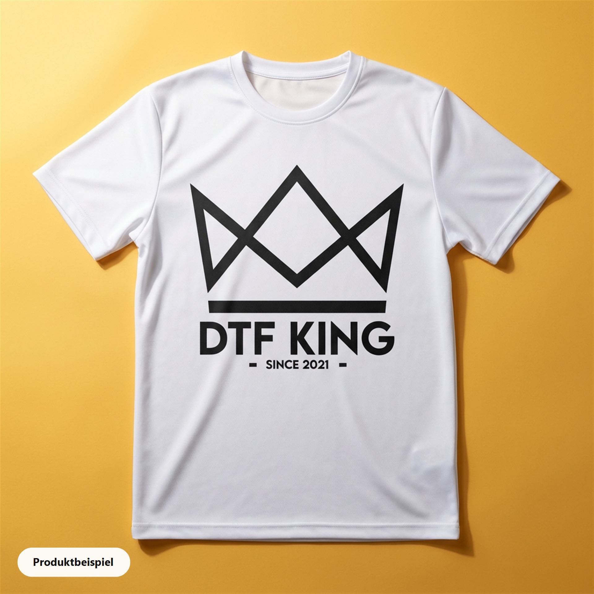 Weißes Funktionsshirt aus Polyester mit Sublimationsdruck, Produktbeispiel