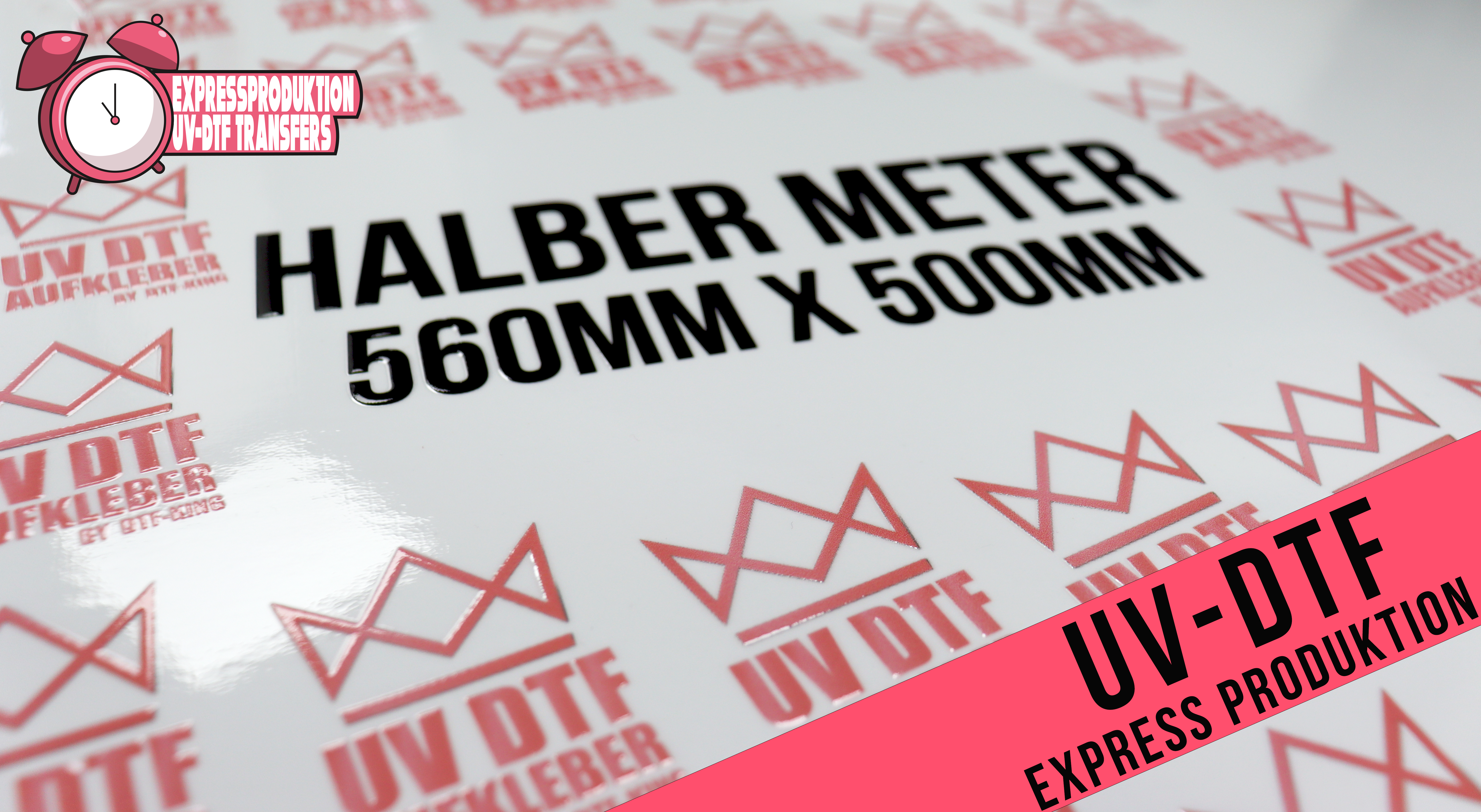 UV DTF Transfer EXPRESS 560 x 500 mm Rub-On Aufkleber