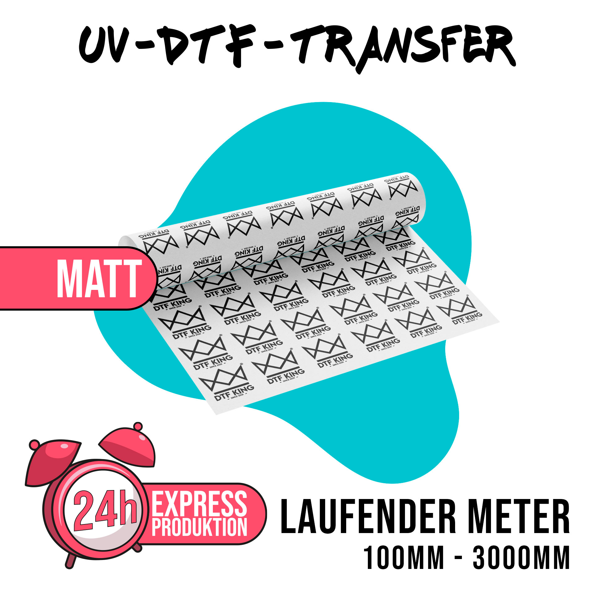 Matte UV-DTF-Bahn mit Weckersymbol für die Produktion innerhalb von 24 Stunden