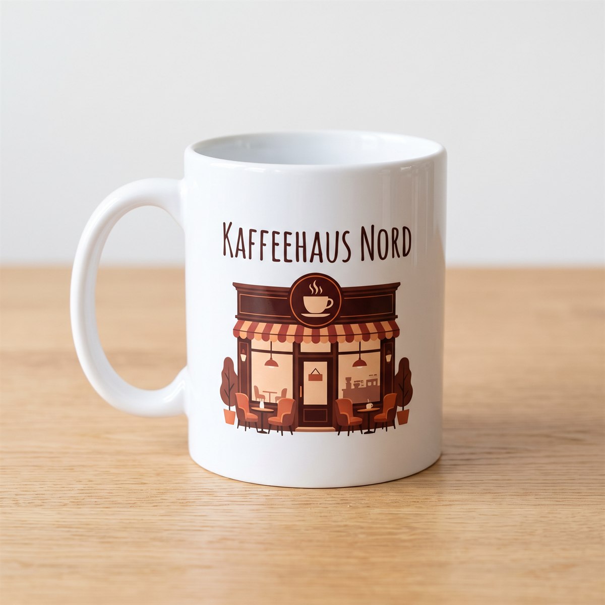 White mug with a sublimation design for a short-notice order