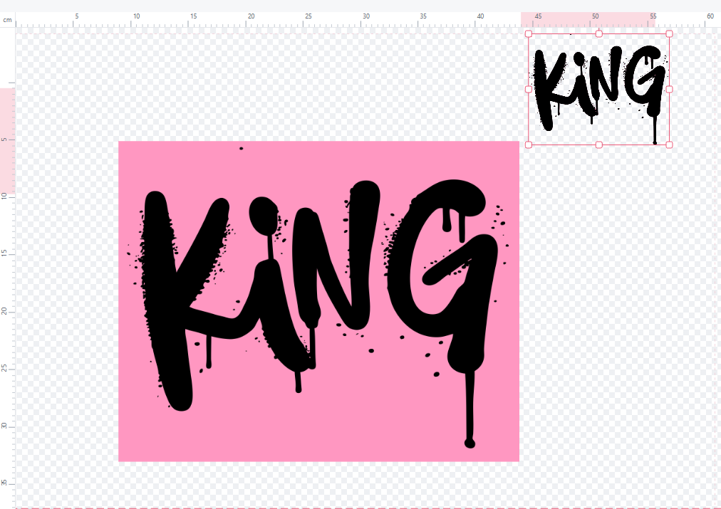 Design before and after removing the background in the DTF Designer