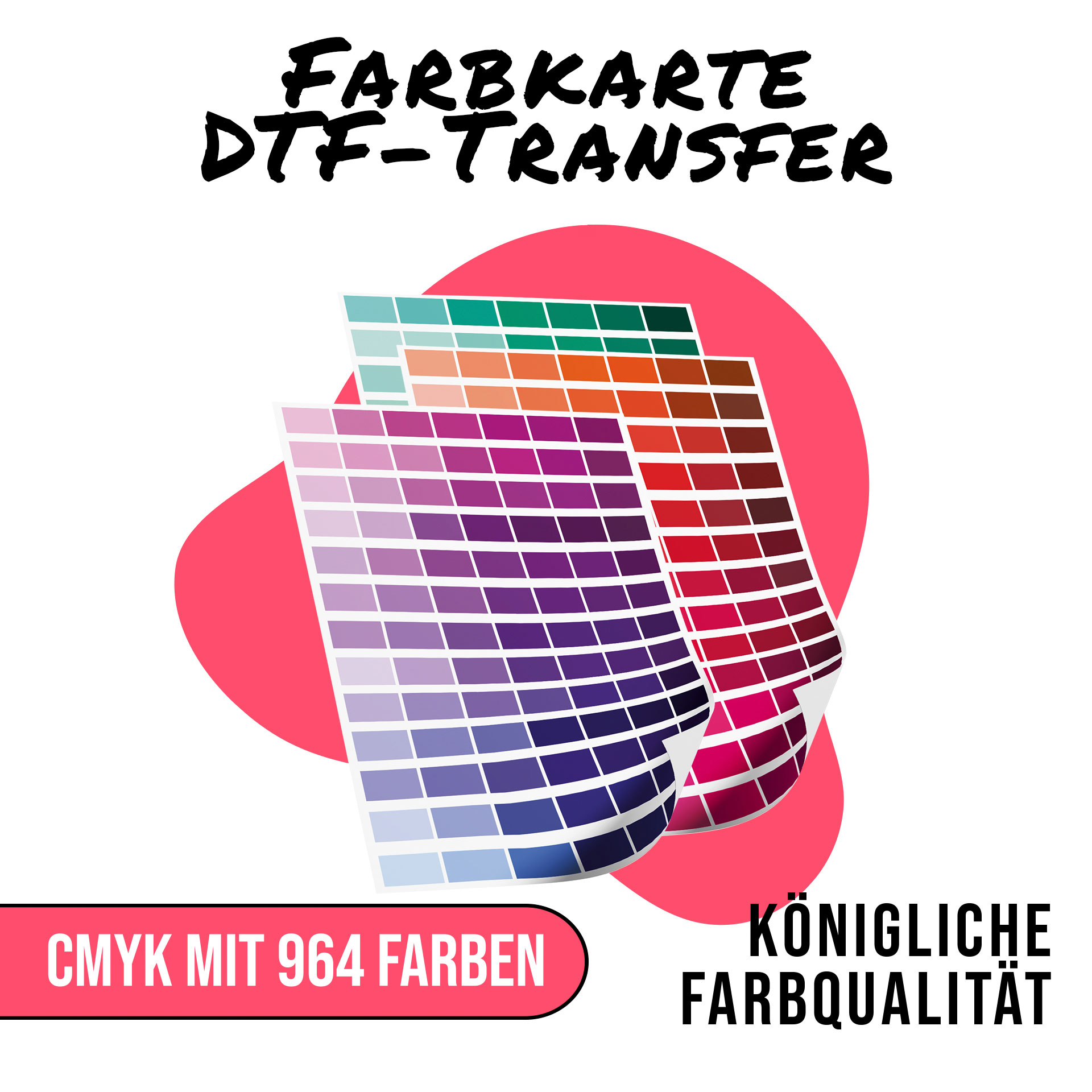 DTF-Farbkarte CMYK mit 964 Farben, aufgefächerte Farbmusterbögen