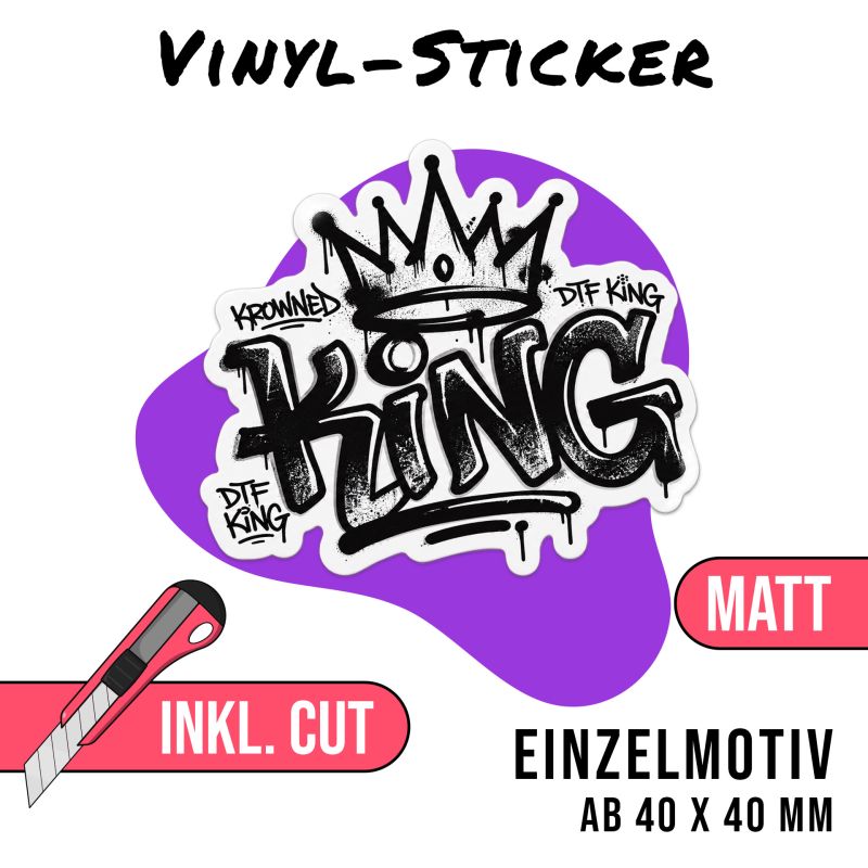 Vinyl-Sticker matt mit Konturschnitt von DTF-King