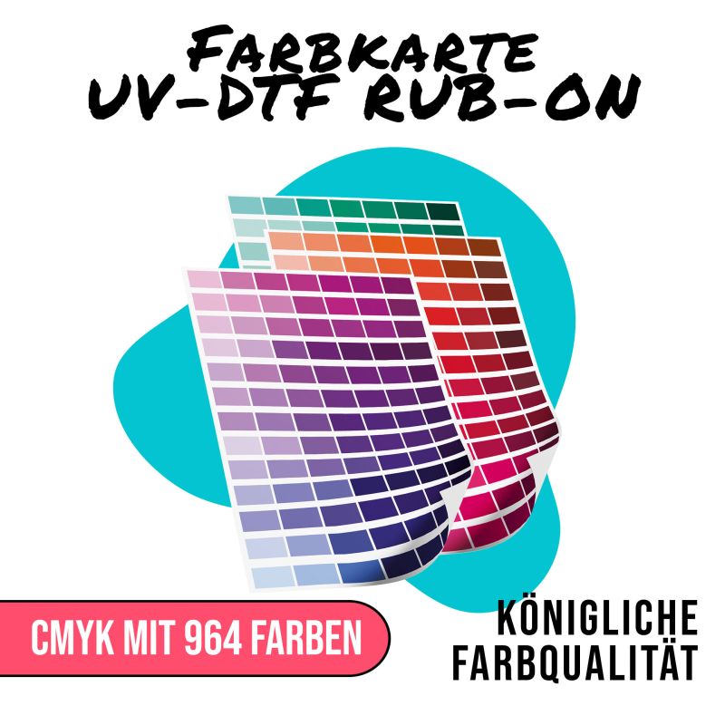 UV-DTF-Farbkarte mit 964 CMYK-Farbfeldern