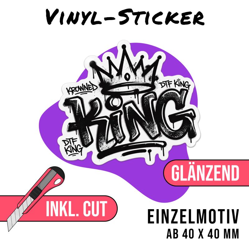 Vinyl-Sticker glänzend mit Konturschnitt von DTF-King