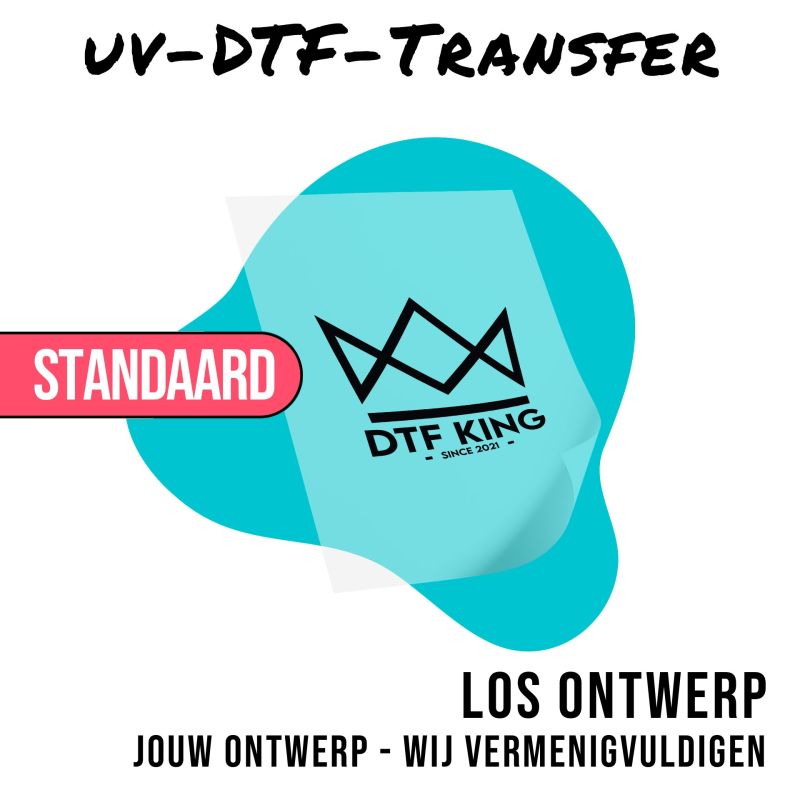 Los ontwerp als UV-DTF-sticker met het kroonlogo van DTF-King